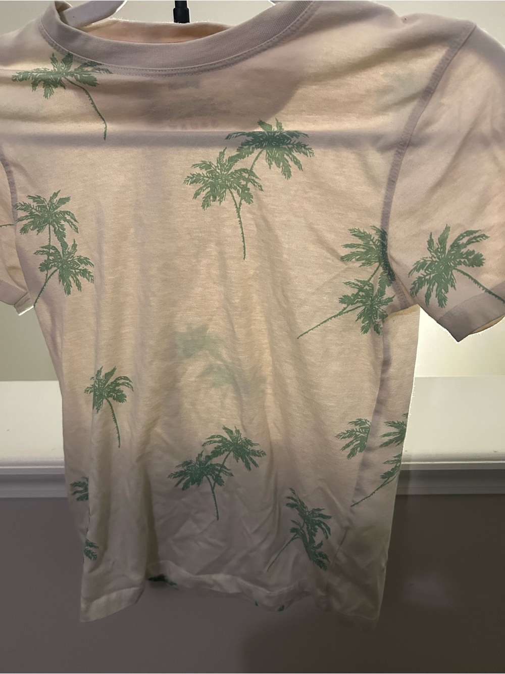 Cactus Boys White Shirt with Green Palm Print and Orange Trim